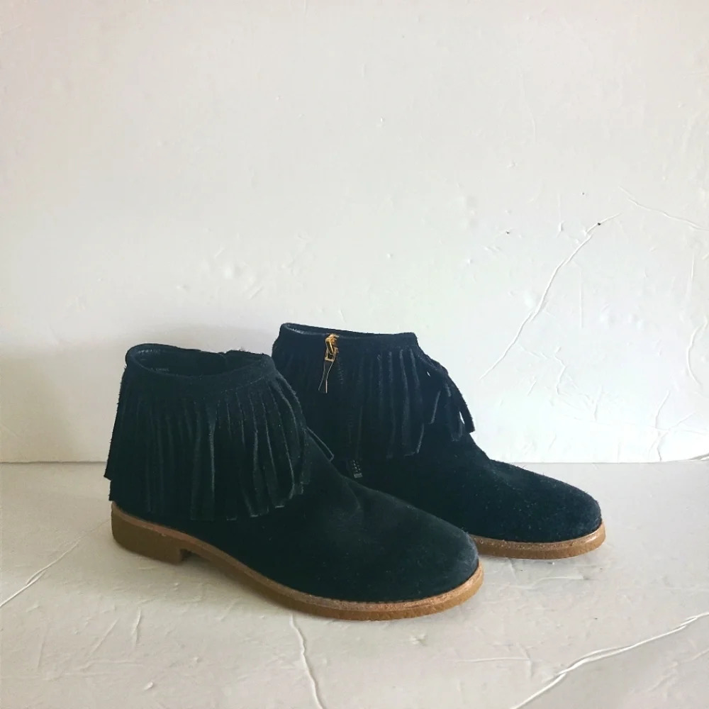 Kate Spade Beatsie women's  round toe Fringe Ankle boots black sz.6